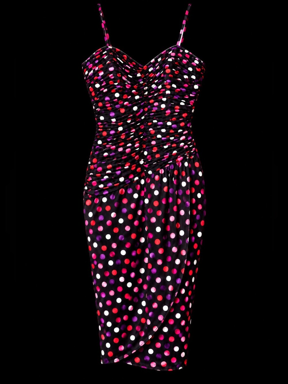 Vintage Couture St. Gillian Elegant Black Polka-Dot Multi Silk Dress - Picture 7 of 7